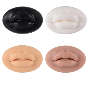 Lip piercing practice models set in four skin tones for professional jewelry display