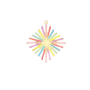Rhombus star charm with colorful enamel in pink yellow and blue on white background