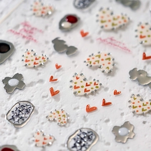 Nail Art Stickers Silver Stamped 3D Relief Butterfly Heart Geometric Patterns Metallic DIY Manicure Decoration For Women