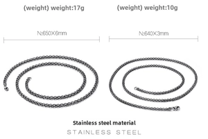 Comparaison détaillée de deux chaînes en acier inoxydable de 6 mm et 3 mm de large