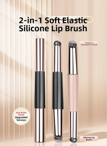 Dual-head silicone lip brush and concealer brush with dustproof cap for makeup