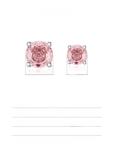Vue détaillée des boucles d'oreilles en argent 925 rose avec dimensions et poids précis