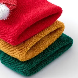 Thick cotton Christmas socks for infants in red, yellow and green colors for winter