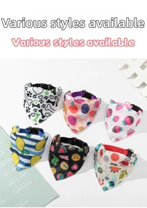 Selection of six patterned dog bandanas with adjustable nylon collars and quick-release buckles