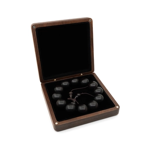 Exquisite handmade solid wood jewelry box with black velvet lining for bead bracelets