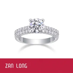925 Sterling Silver Ring For Women Lab-Grown Diamond Moissanite Geometric Round Engagement Wedding Anniversary Fashion Jewelry Gift