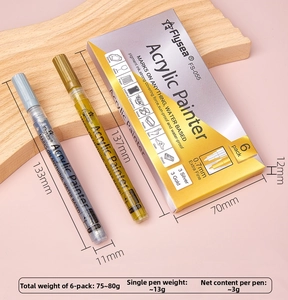 0.7mm acrylic nail art paint markers in gold and silver colors with packaging box