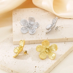 Orecchini vintage a fiore di sole in acciaio inossidabile color oro e argento