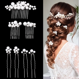 Handmade Faux Artificial Pearl Bridal Hair Combs And Hair Pins Elegant Wedding Headpiece Accessory For Women Romantic