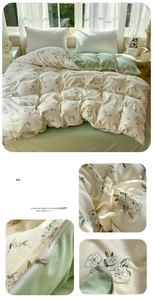 Detail of smooth metal zipper and soft velvet fabric on floral bedding set duvet cover