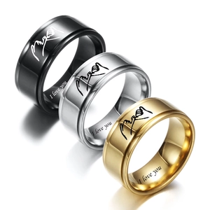 Pinky Promise Band Ring Stainless Steel Engraved I Love You Polished Simple Jewelry For Couples Lovers Anniversary Gift
