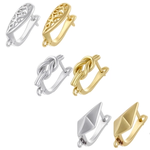 Geometric Knot Hollow Brass Earring Hooks Jewelry Making Findings With Hanging Loop Cubic Zirconia Inlaid For Women