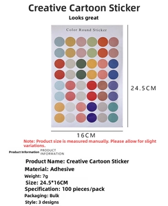 Detailed product dimensions and specifications for Morandi color dot stickers for journaling