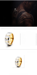 Macro shot of gold and silver faceted tungsten steel ring with 18K gold vacuum plating finish