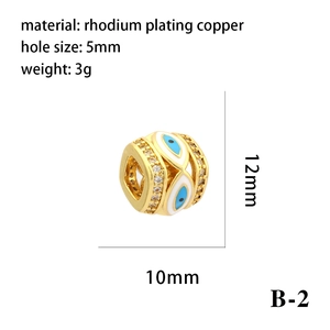 Détail de perle œil maléfique 12mm en cuivre rhodié avec trou de 5mm pour bijoux DIY