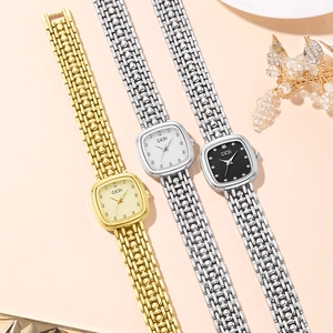 Drei elegante GEDI Quarzuhren für Damen in Gold und Silber mit Diamantmarkierungen