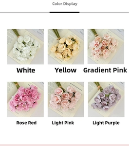 Detailed six-color palette of artificial peony rose bouquets for elegant home decor