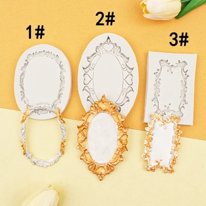 Baroque Vintage Photo Frame Silicone Mold For Fondant Chocolate Resin Clay DIY Cake Decorating Relief Border
