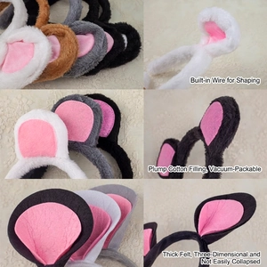 Creative plush mouse ears headband set with adjustable wire for animal cosplay