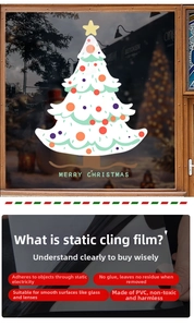 Détail du sticker sapin de Noël blanc électrostatique en PVC pour fenêtres sans adhésif