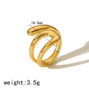Minimalist 18k gold plated geometric irregular titanium steel open ring for women