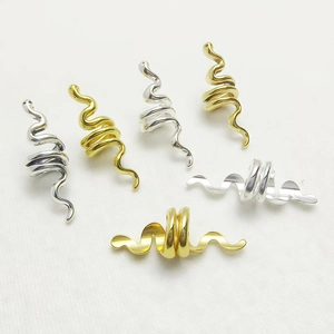 Snake Shape Dreadlock Beads Hair Rings Alloy Large Hole Hollow Spiral Vintage Punk Hip Hop DIY Jewelry Making Accessories