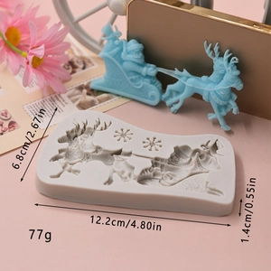 Christmas Santa sleigh and reindeer silicone cake mold for DIY holiday baking crafts
