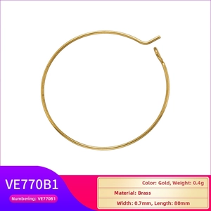 Detail view of gold brass DIY jewelry ring with 0.7mm thickness and 80mm length