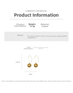 Tableau des tailles détaillé pour boucles d'oreilles boules dorées en cuivre et argent