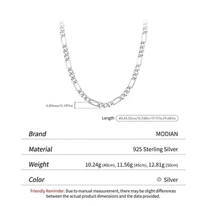 Minimalist 925 sterling silver Figaro chain necklace for women with polished metal finish