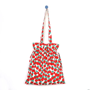 Bolso tote de lona con cordón y estampado de frutas rojas bolso de hombro para mujer