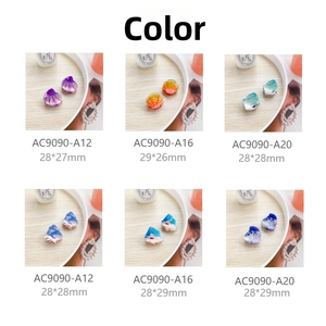 Detailed view of mini acrylic animal clips with iridescent seashell texture and gradients