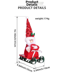 Detailed dimensions of Santa Claus on sled ornament with a height of 16.14 inches