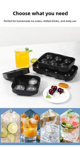 Macro view of flexible black 6-grid skull silicone ice mold for whisky ice balls