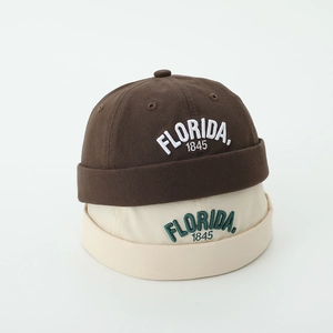 Kids vintage miki hat with FLORIDA 1845 embroidery in brown and beige colors