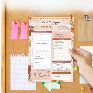 A5 English daily planner notepad with retro minimalist design for time management tasks