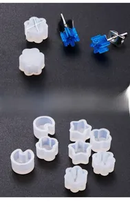 Detailed view of 8mm snowflake and star silicone molds for resin earring DIY crafts