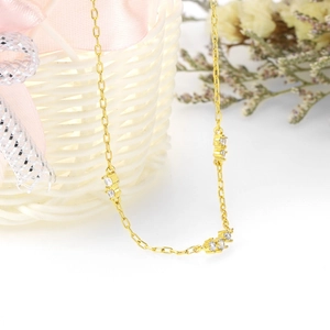 Elegant 18k gold plated necklace featuring micro-set zircon accents on a fine link chain