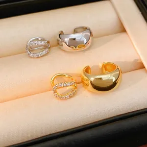 18k gold plated ear cuffs with cubic zirconia inlay, non-piercing fashion jewelry set