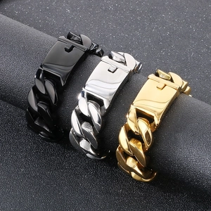 Detailed comparison of 22mm bold cuban link bracelets in black, gold, and silver steel