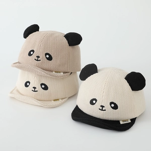 Kids Baseball Cap Corduroy Panda Design With 3D Ears Toddler Soft Brim Autumn Sun Protection Hat For Boys And Girls