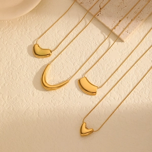 Minimalist 18k gold plated stainless steel geometric pendant necklaces for women