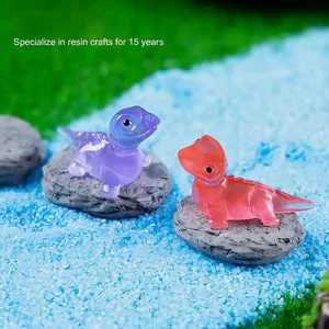 Luminous miniature resin dinosaur figurines for DIY micro landscape garden decoration