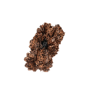 Elegant leopard print fabric flower hair clip with vintage twisted design for women