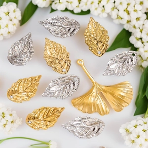 Stainless Steel Leaf Ginkgo Charms DIY Jewelry Making Findings For Earrings Headwear Accessories