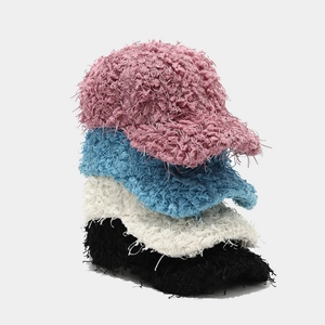 Women's warm plush baseball caps in pink, blue, white, and black for autumn and winter