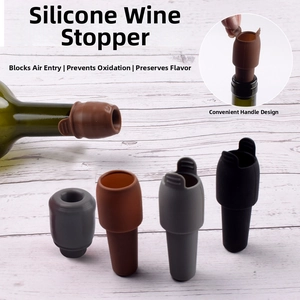 Detailed view of silicone wine stoppers with handle design for airtight sealing
