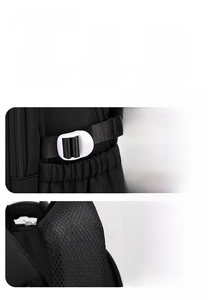 Detail of school backpack featuring suitcase luggage strap and honeycomb breathable straps