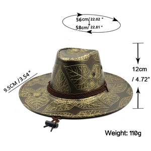 Brauner Western-Cowboyhut mit Ahornblatt-Druck und verstellbarem Kinnriemen