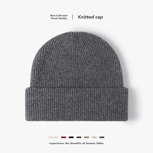 Women's Merino Wool Beanie Hat Winter Warm Double Layer Knitted Hat Cuffed Ribbed Skull Cap Soft Outdoor Fashion Headwear